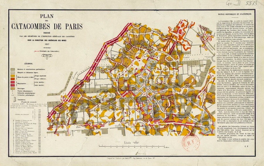 Mapas das catacumbas de Paris